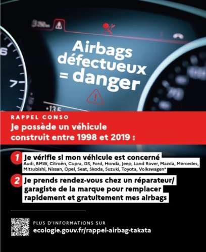 Le rappel d'airbags défectueux est relancé par l'Etat en Outre-mer